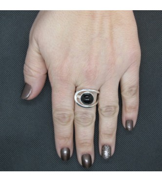 R002141 Handmade Sterling Silver Ring With Black Onyx Genuine Solid Stamped 925
